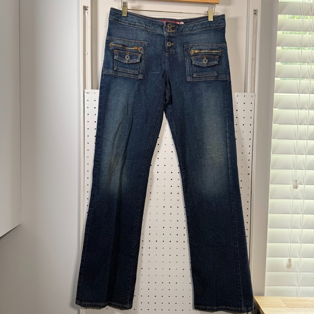Guess Jeans Women's Blue Denim Stretch Pockets Low Rise 90s Y2K‎ Straight - 28